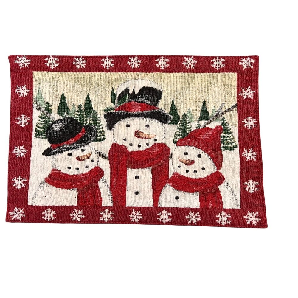 St. Nicholas Square Snowman Tapestry Placemats Set of 6 Christmas Holiday Xmas - Picture 2 of 6